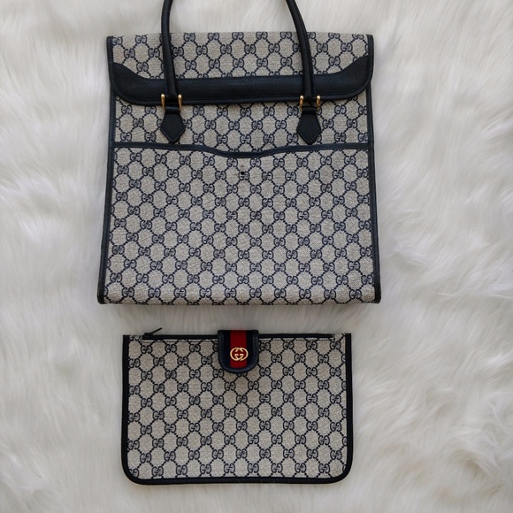 SOLD Rare Blue Authentic Vintage Gucci Tote SOLD - Picture 3 of 8