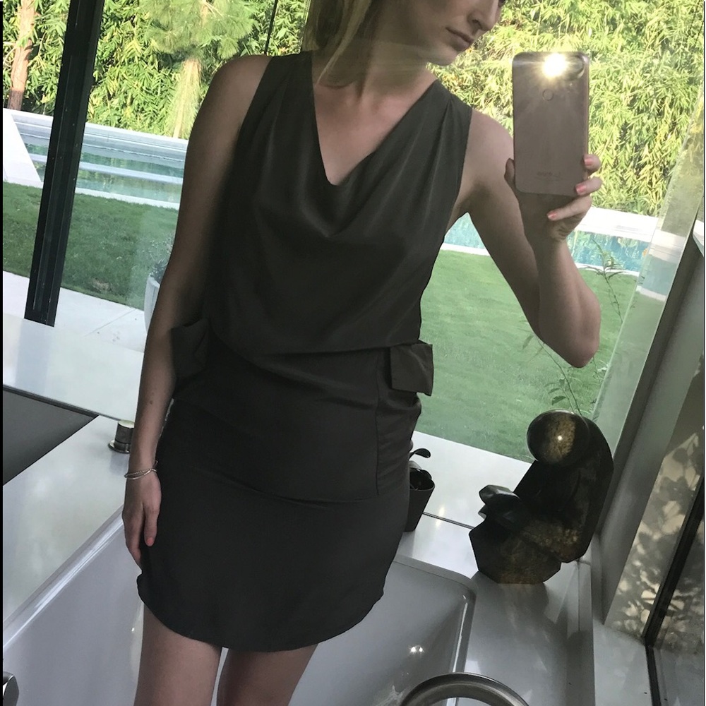 100% silk Olive green dress