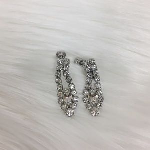 Vintage Crystal Rhinestone Dainty Dangle Earrings