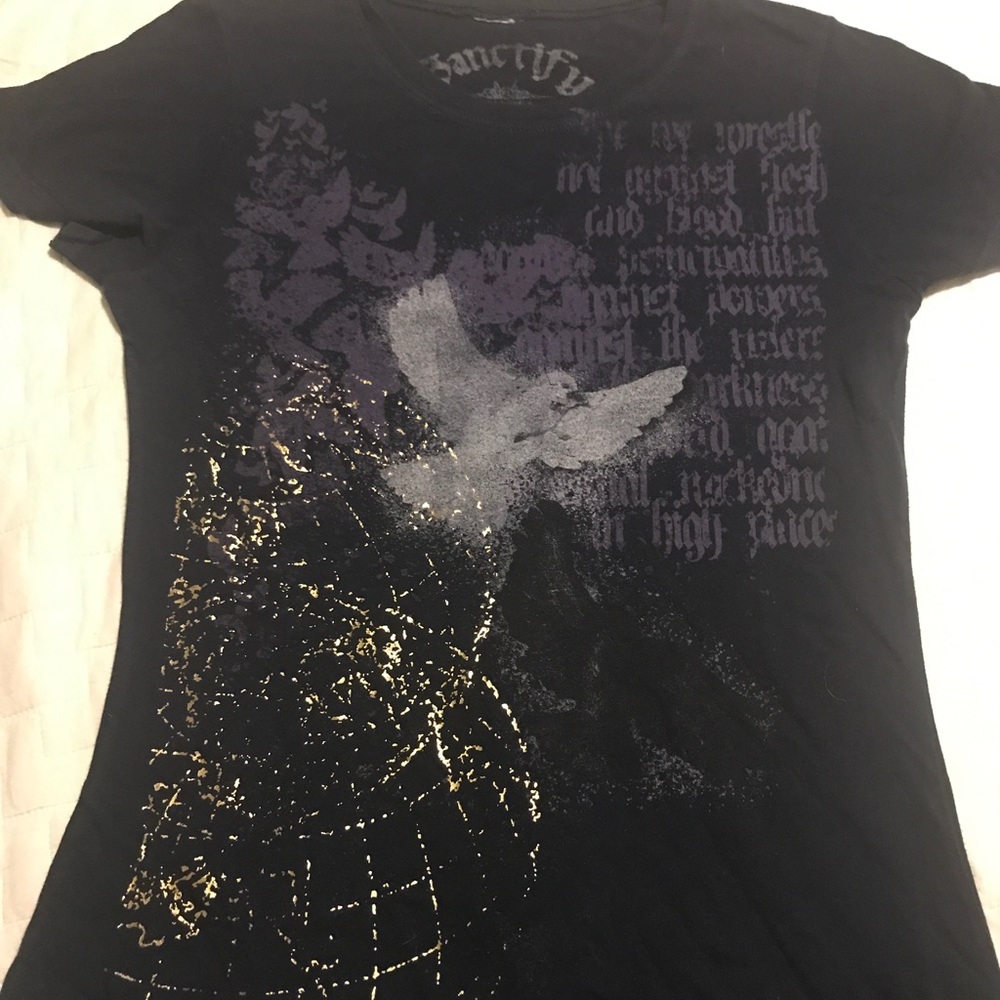 Ladies XL Sanctify Gold Foil Tee