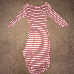 Pink and white striped mini dress