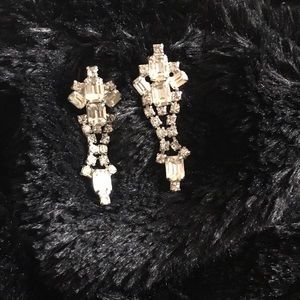 Vintage Rhinestone Baguette Drop Earrings