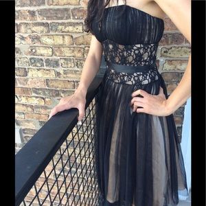 WHBM Black Lace, Fit & Flare Cocktail Midi Dress