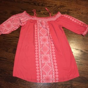 Off the shoulder coral dress