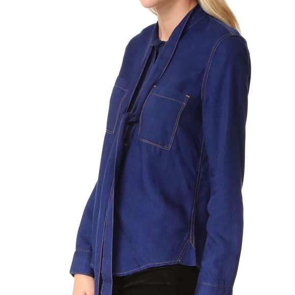 7 For All Mankind  Bow Tie Denim Shirt - Picture 3 of 4