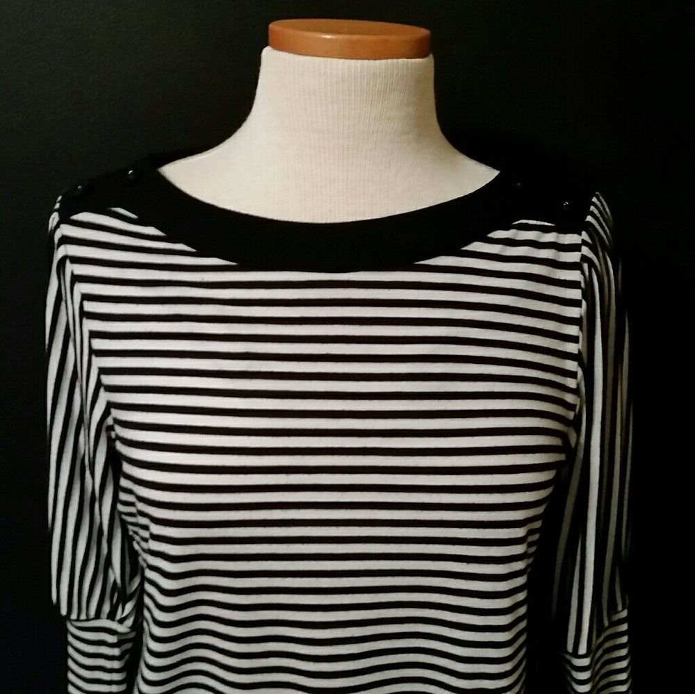 New Directions 3/4 Sleeve Striped Top