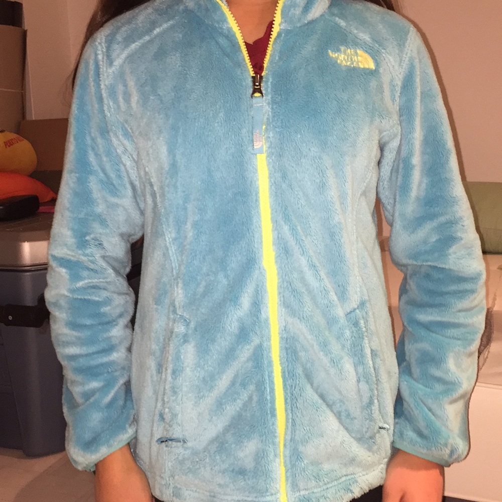 Fuzzy faux fur North Face jacket