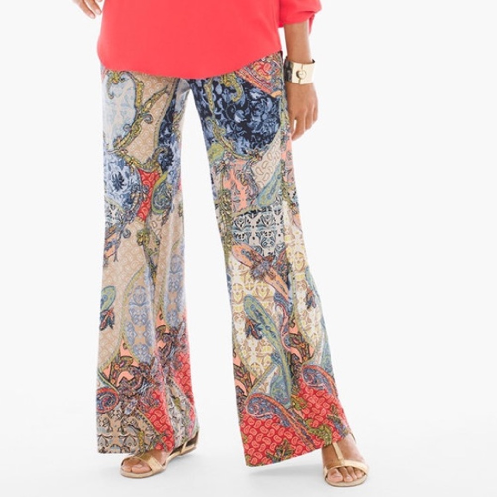 NWOT Chicos MALAYSIA PAISLEY PRINT PALAZZO PANTS