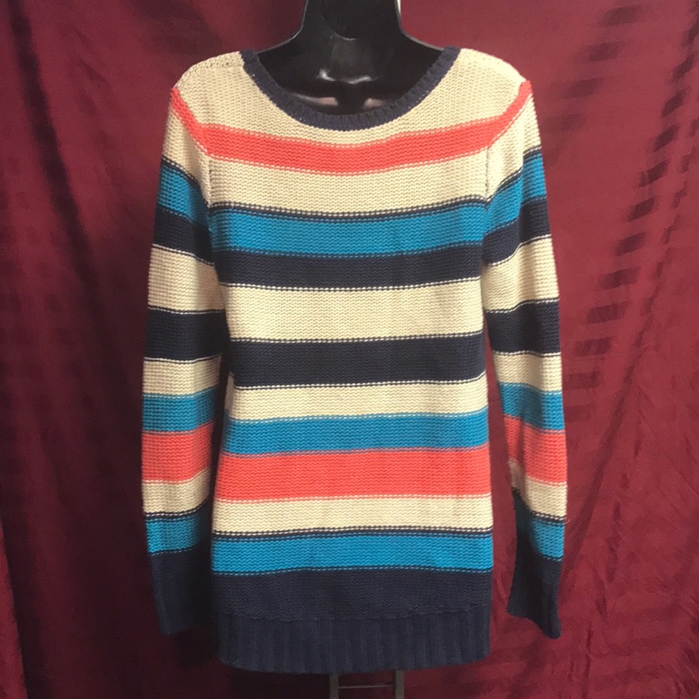 Roxy crocheted stripped scoop neck sweater