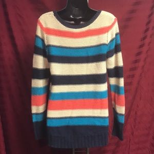 Roxy crocheted stripped scoop neck sweater