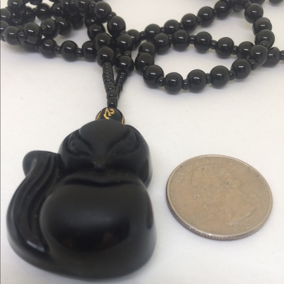 🕉BLACK OBSIDIAN CARVED 🦊 FOX - Picture 3 of 7