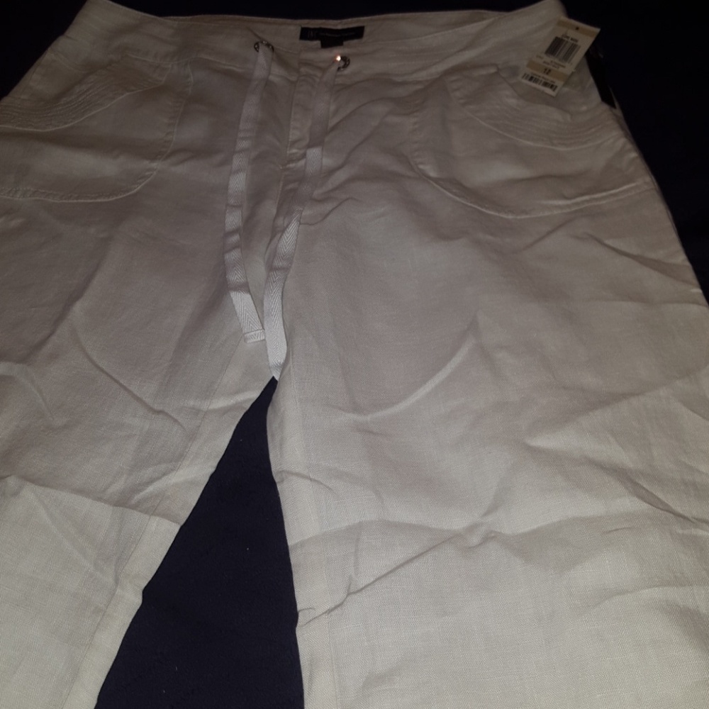 White linen wide leg  pants