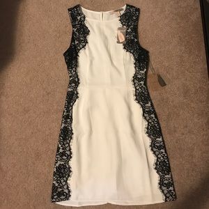White with black lace dress