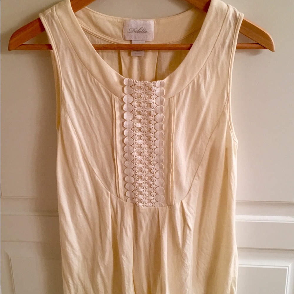 Anthropologie Deletta sleeveless cream top