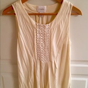 Anthropologie Deletta sleeveless cream top