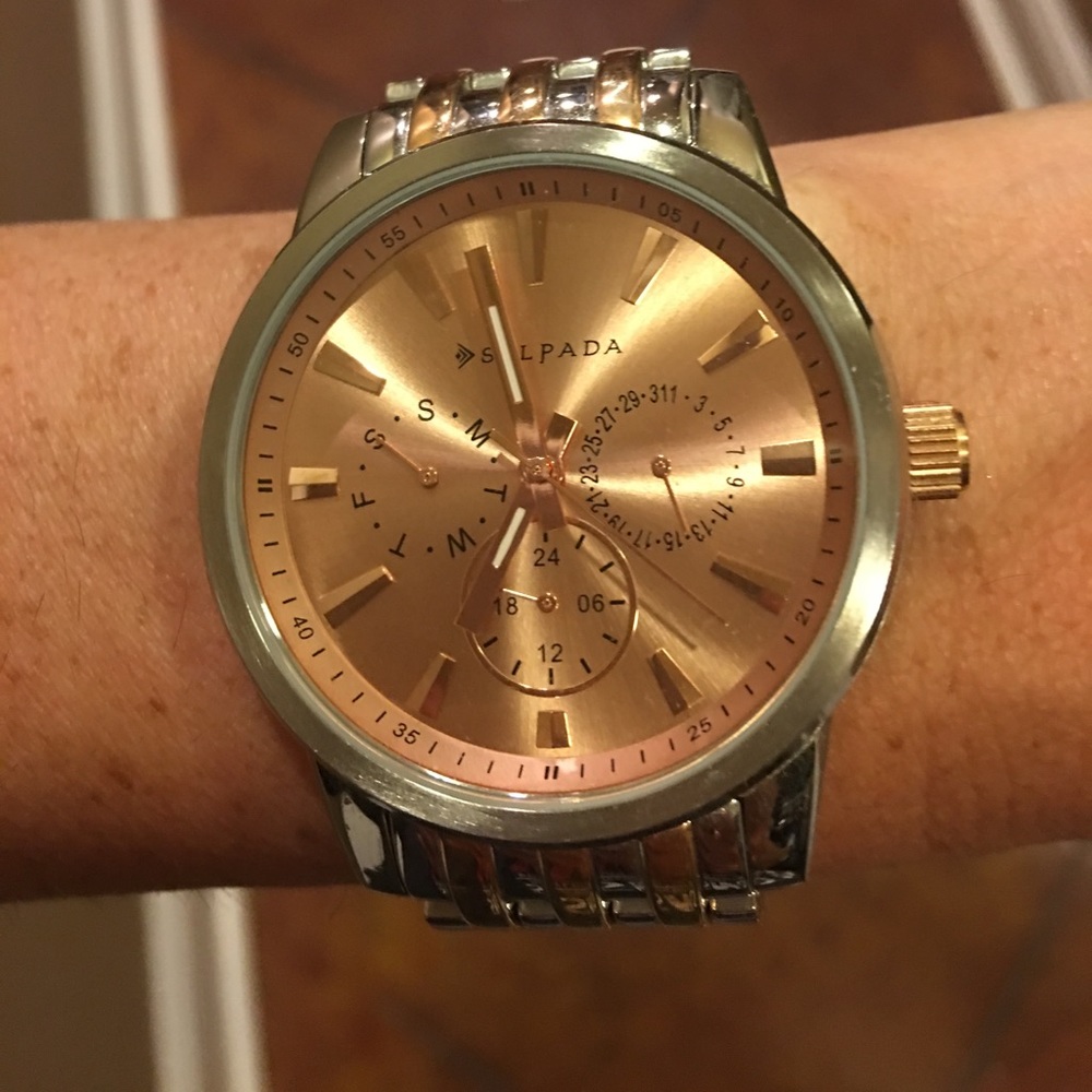 At first blush Silver and rose gold watch