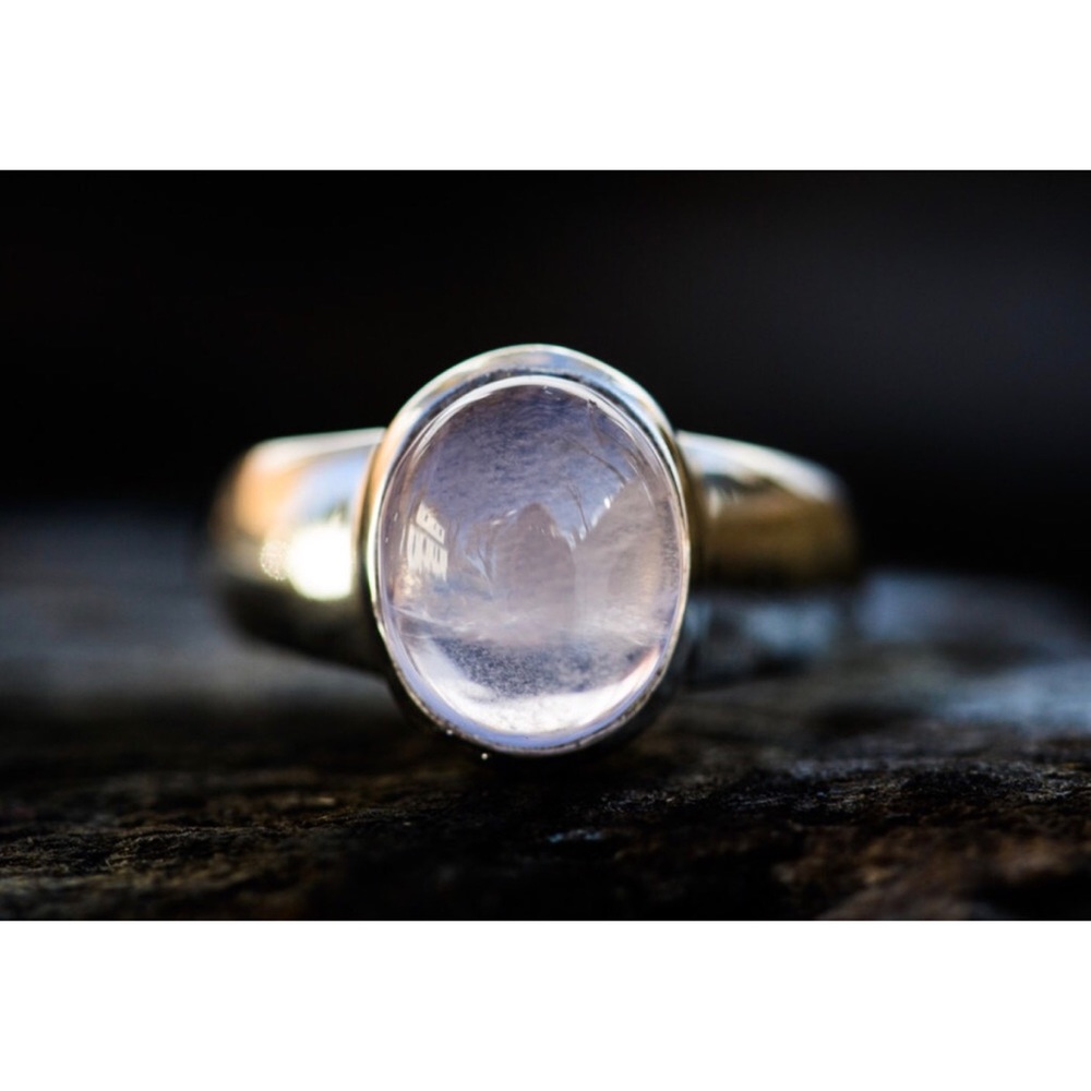🆕Natural Rose Quartz .925 Sterling Silver Ring