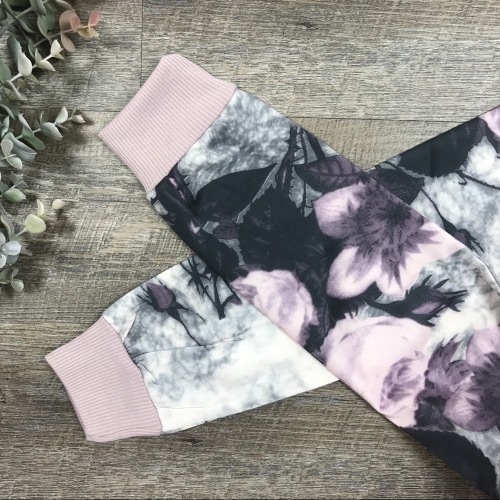 🔥Floral Sleeve Blush Buttoned Track Bomber Jacket - Picture 5 of 6