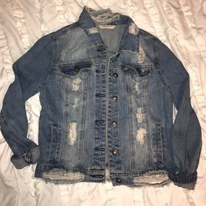 Distressed Blue Jean Jacket