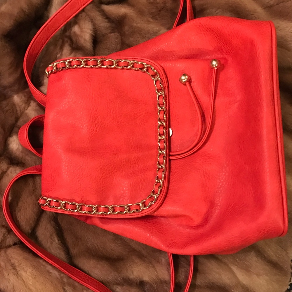 Orange vegan backpack