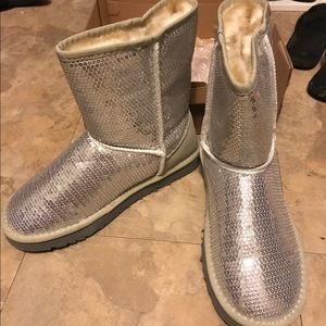 UGG boots!! Silver sparkle! Brand new!