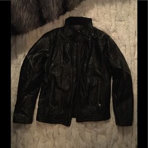 Black Faux Leather Bomber