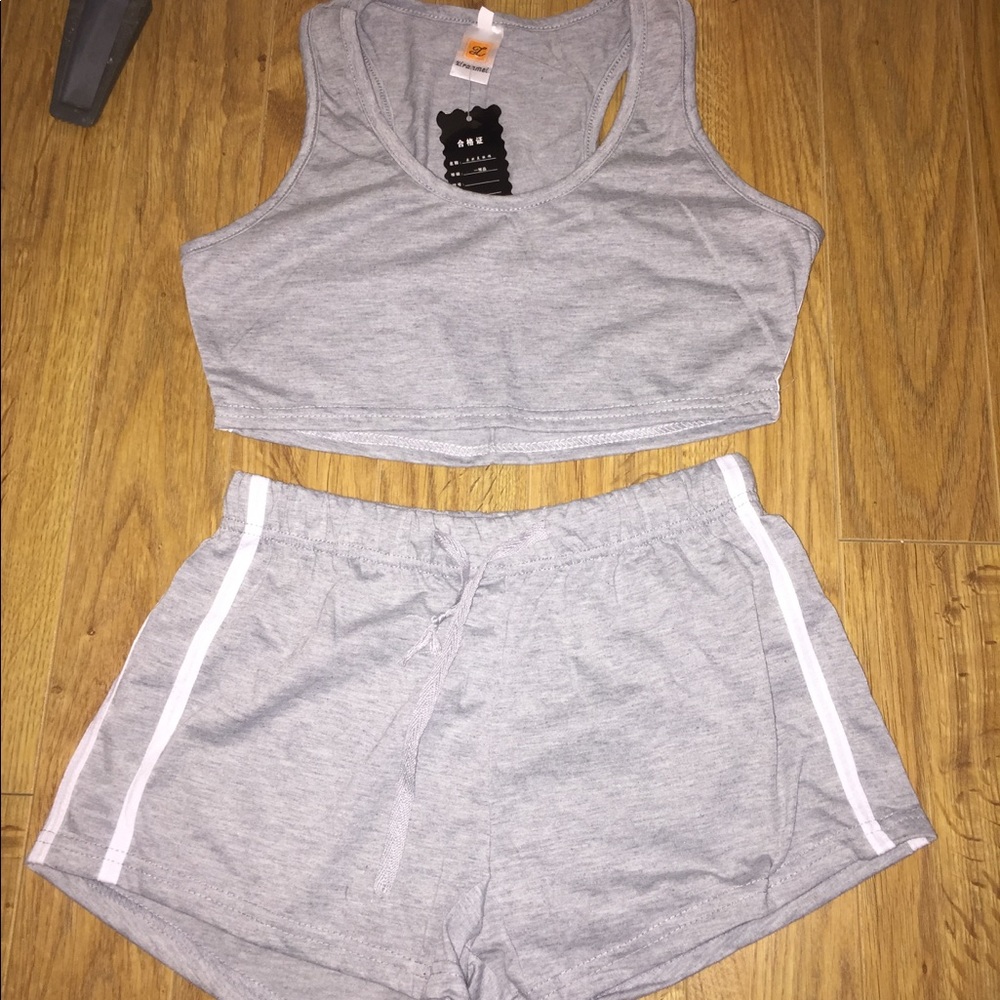 Grey tank and shorts set