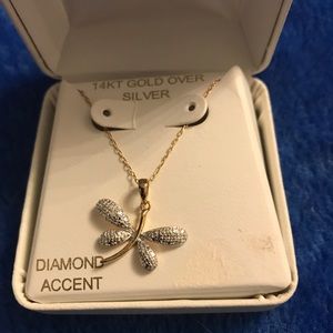 14k Gold Over Silver Dragonfly Necklace