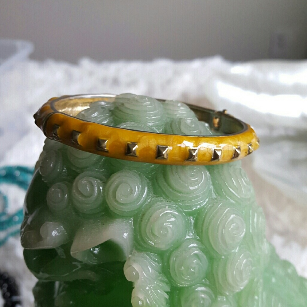 SALE! Mustard yellow studded bangle bracelet