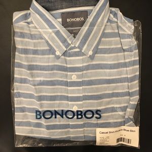 Bonobos Blue Striped Short Sleeve Shirt - New!