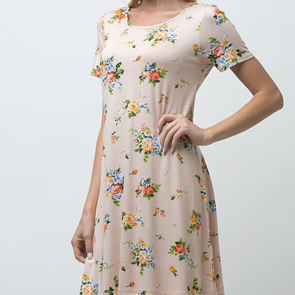 Short Sleeve A Line Dress - Picture 2 of 6