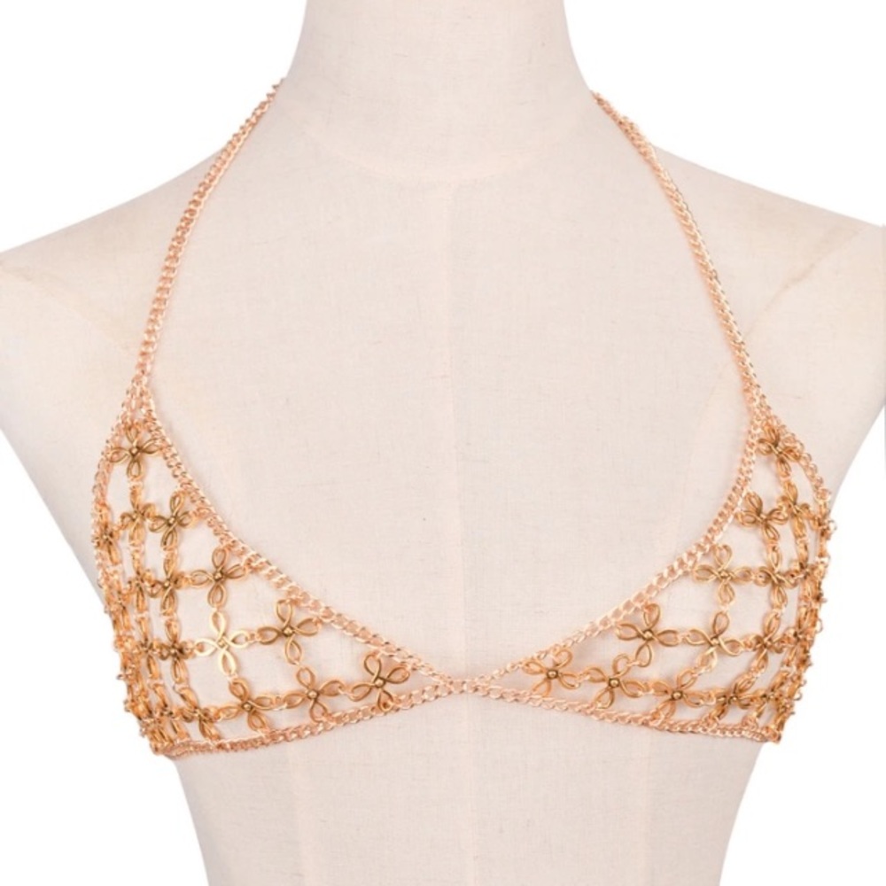 Gold chain bra