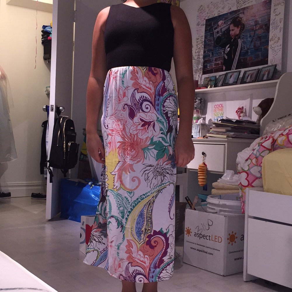 Black and floral maxi dresss. Slit on each side