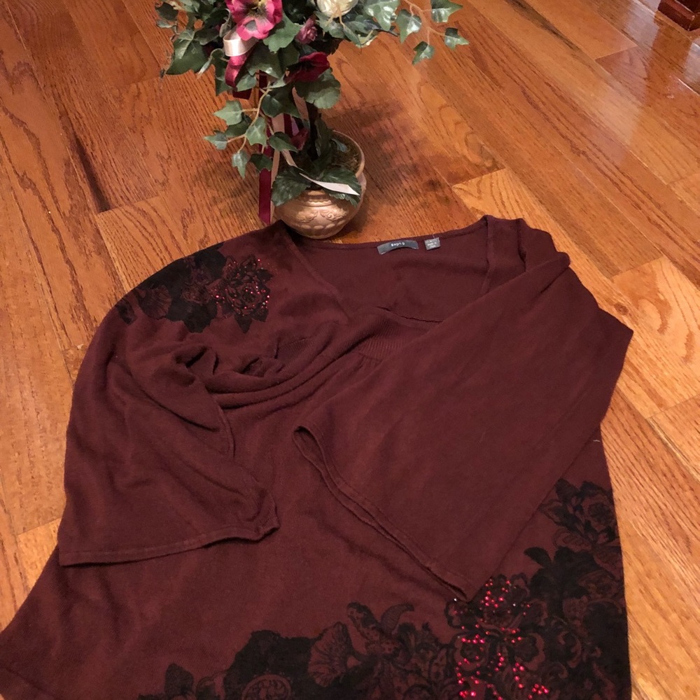 Burgundy Sweater with gem embelishment