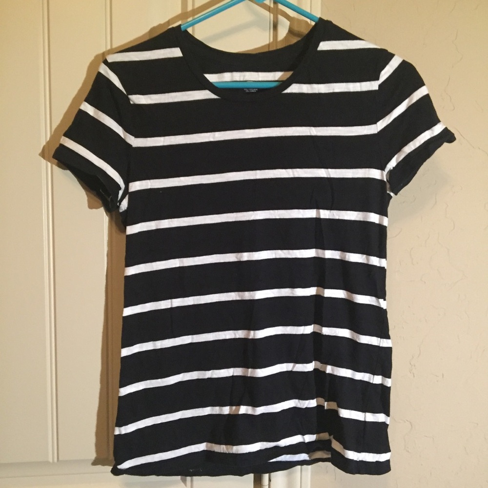 Black and White Striped Tee Nautical Size S Small
