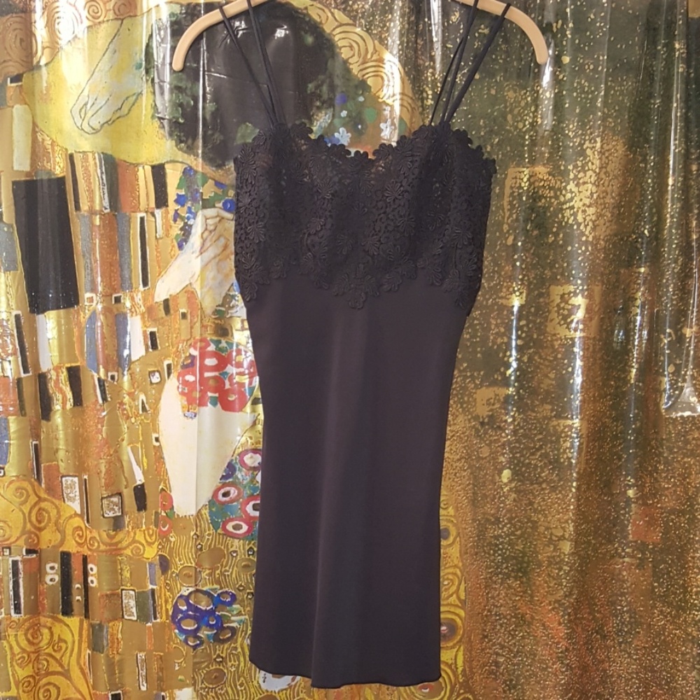 NWOT La Redoute Black Lace Nightie or Slip, 4 or S