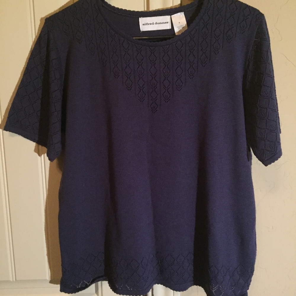 Navy Blue Top Floral Patterns S Small