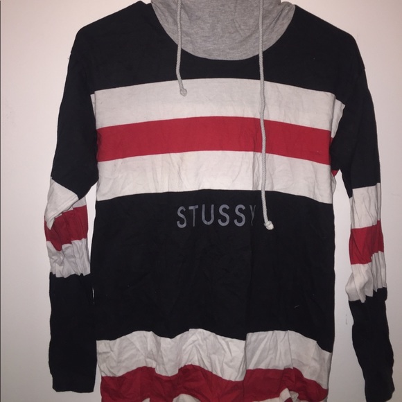 stussy striped hoodie