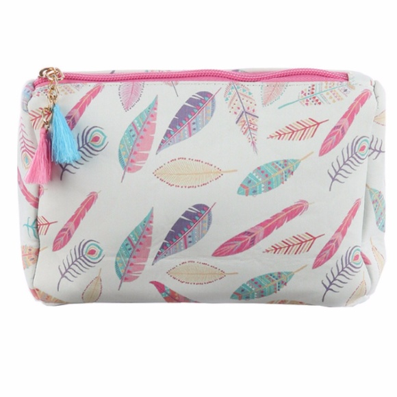Happy Organics Boutique Handbags - Vinyl Feather Makeup Accessory Bag
