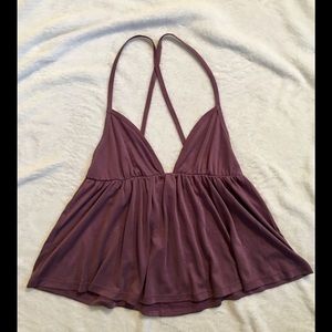 Plunging criss cross tank top