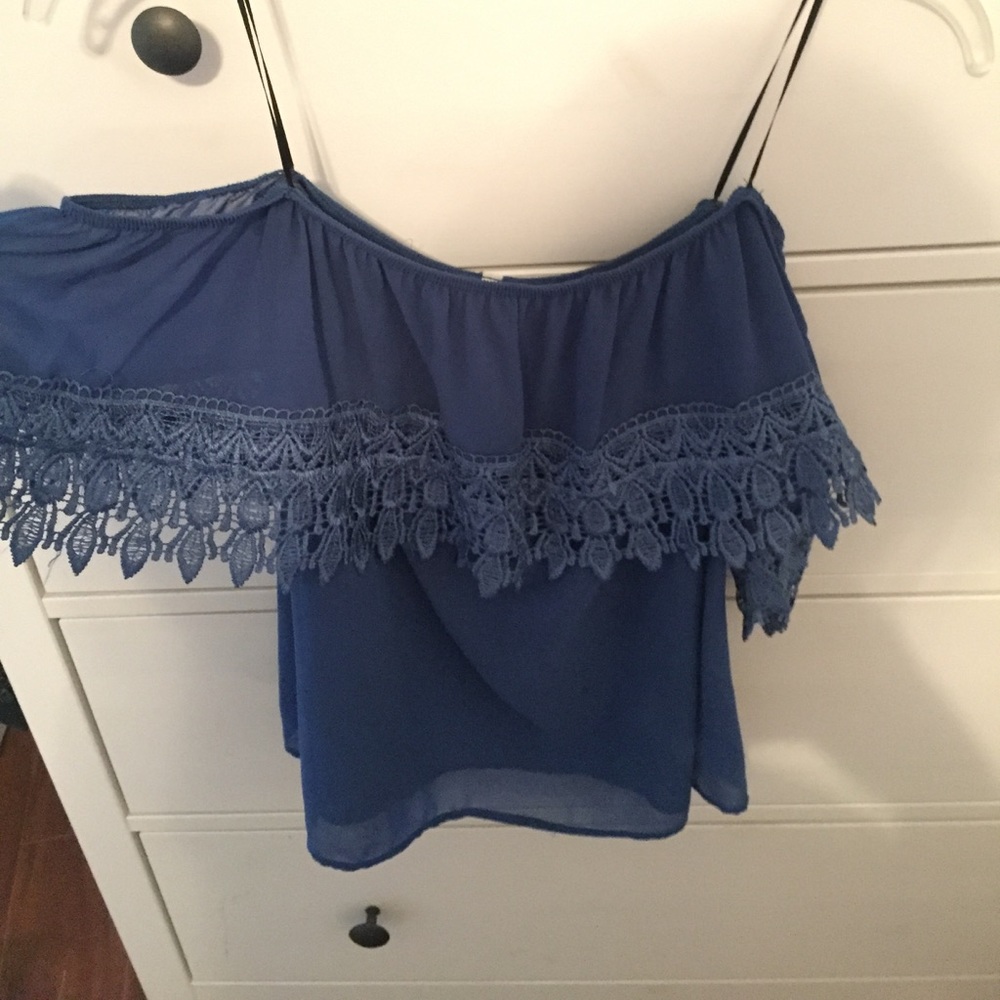 Off shoulder blue Lacey top