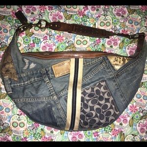 Coach Denim XL Distressed Patchwork Hobo