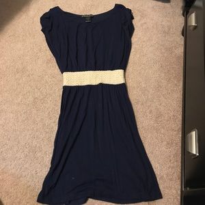 Navy dress with crocheted belt