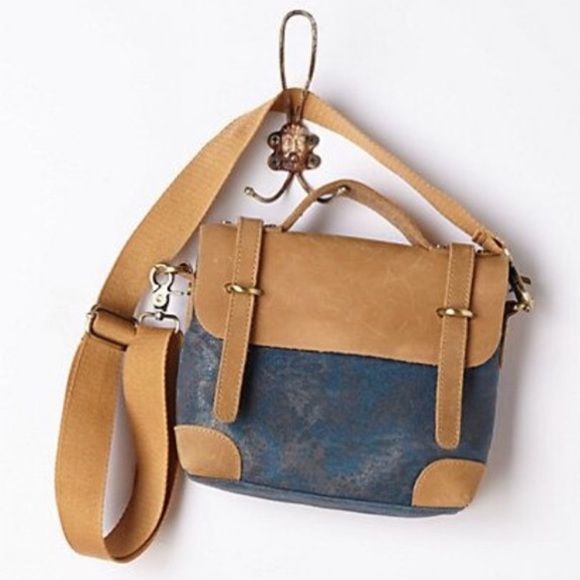 Jesslyn Blake Handbags - Jesslyn Blake Anthro Leather Canvas Crossbody Bag