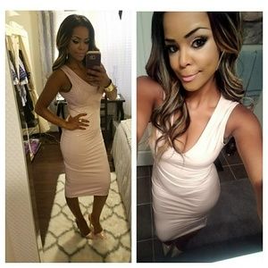 Latex V neck midi dress