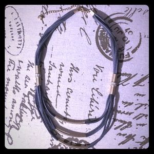 NWOT Loft Leather Cord Necklace Gold Statement