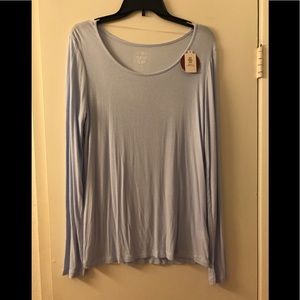 Ladies baby blue comfy scoop neck top.