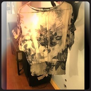 Sheer Black rose pull over