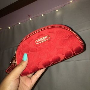 Coach red makeup bag