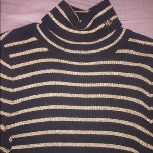 Black and gold turtleneck long sleeve shirt